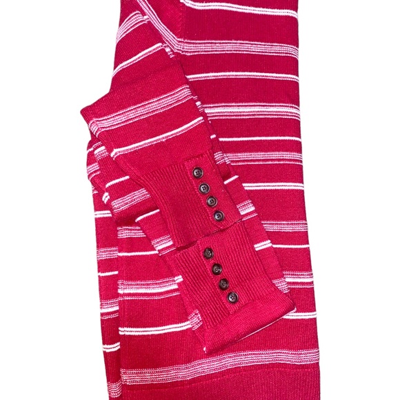 Pendleton Red & White Striped Sweater three buttons on cuff- women’s size Large - Picture 6 of 7